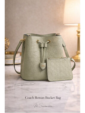 NEW Coach Rowan Bucket Bag in Pistachio Signature Leather Crossbody CEA96 NWT